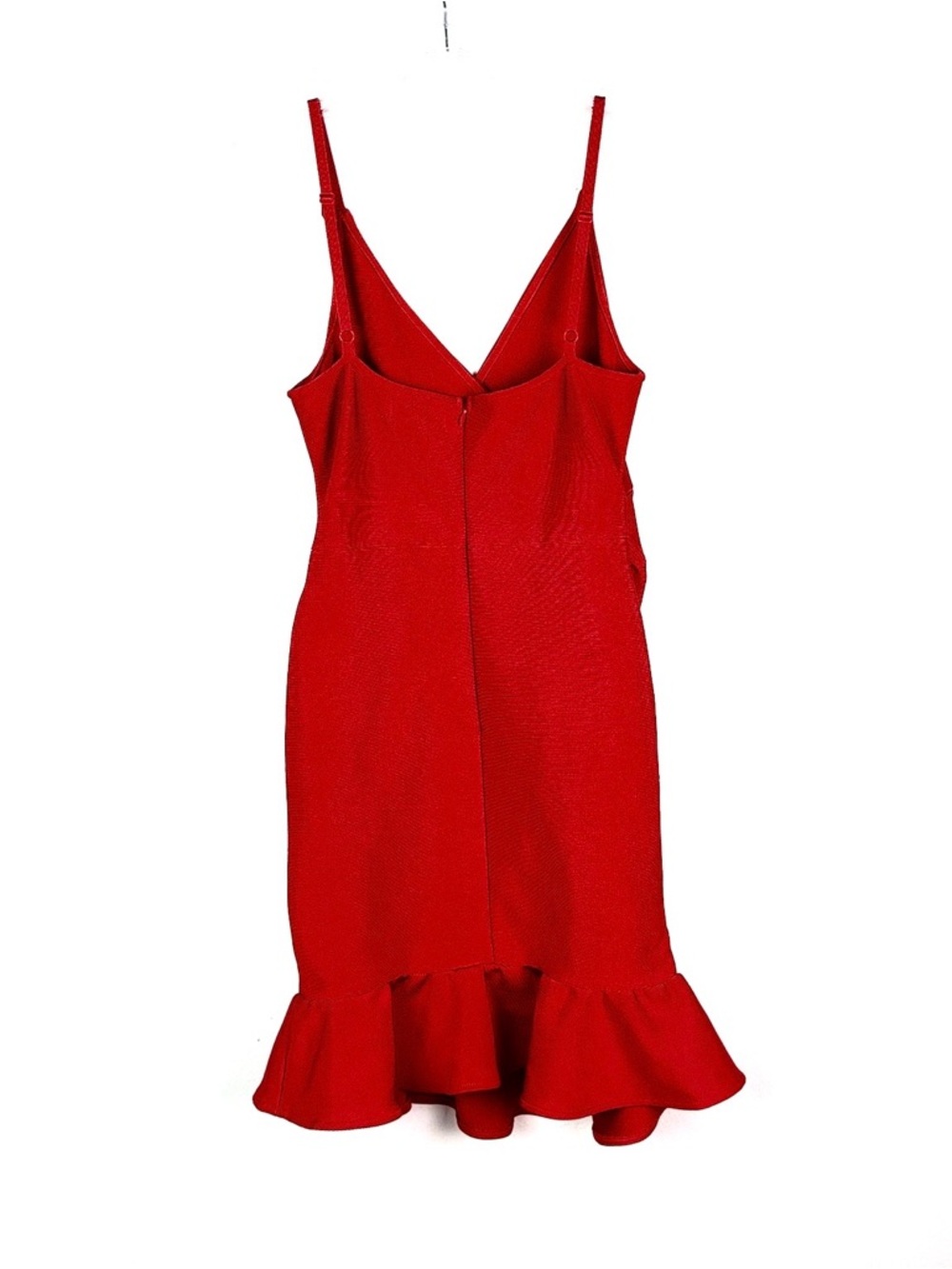 POSH MIA Red Ruched Ruffle Hem Cocktail Dress - Picture 6 of 6